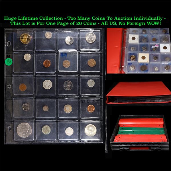 Huge Liifetime Collection - Too Many Coins To Auction Individually - This Lot is For One Page of 20 