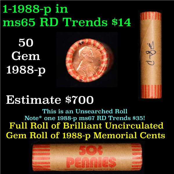 Shotgun Lincoln 1c roll, 1988-p 50 pcs Brandt Wrapper.