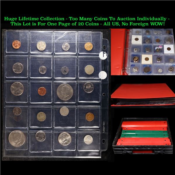Huge Liifetime Collection - Too Many Coins To Auction Individually - This Lot is For One Page of 20 