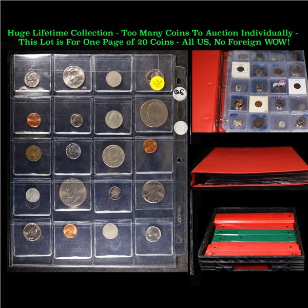 Huge Liifetime Collection - Too Many Coins To Auction Individually - This Lot is For One Page of 20 