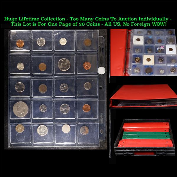 Huge Liifetime Collection - Too Many Coins To Auction Individually - This Lot is For One Page of 20 