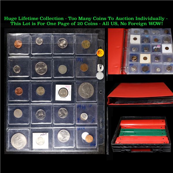 Huge Liifetime Collection - Too Many Coins To Auction Individually - This Lot is For One Page of 20 