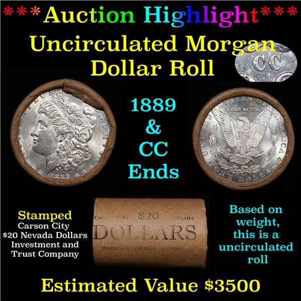 ***Auction Highlight*** 1889 & CC Uncirculated Morgan Dollar Shotgun Roll (fc)