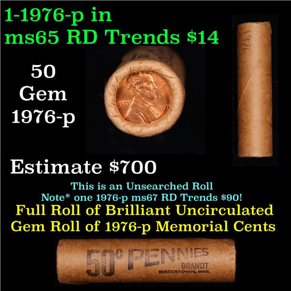 Shotgun Lincoln 1c roll, 1976-p 50 pcs Brandt Wrapper.
