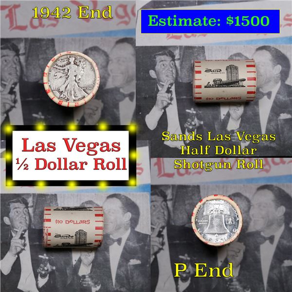 ***Auction Highlight*** Old Casino 50c Roll $10 Halves Las Vegas Casino Sands 1942 Walker & P Frankl