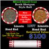Image 1 : Mixed small cents 1c orig shotgun roll, 1937-p Lincoln Cent,Wheat Cent other end, Brinks Wrapper.