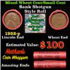 Image 1 : Mixed small cents 1c orig shotgun roll, 1952-p Lincoln Cent,Wheat Cent other end, Nathan's Brandt Wr