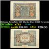 Image 1 : 1920 Germany Weimar Republic 100 Marks Post-WWI Hyperinflation Banknote Grades xf+