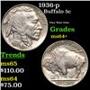 Image 1 : 1936-p Buffalo Nickel 5c Grades Choice+ Unc