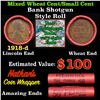 Image 1 : Mixed small cents 1c orig shotgun roll, 1918-d Lincoln Cent, Wheat Cent other end, Nathan's Brandt W