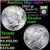 Image 1 : ***Auction Highlight*** 1927-p Peace Dollar $1 Graded Choice+ Unc BY USCG (fc)