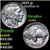 Image 1 : 1937-p Buffalo Nickel 5c Grades Choice Unc