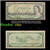 1961-1972 (1954 Modified Hair Issue) Canada $1 Banknote P# 75b, Sig. Beattie & Rasminsky Grades vf+