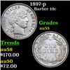 Image 1 : 1897-p Barber Dime 10c Grades Choice AU