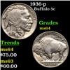 Image 1 : 1936-p Buffalo Nickel 5c Grades Choice Unc