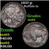 Image 1 : 1937-p Buffalo Nickel 5c Grades Select Unc