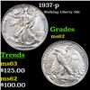 Image 1 : 1937-p Walking Liberty Half Dollar 50c Grades Select Unc