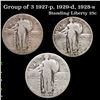 Image 1 : Group of 3 1927-p, 1929-d, 1928-s Standing Liberty Quarter 25c
