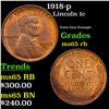 Image 1 : 1918-p Lincoln Cent 1c Grades GEM Unc RB