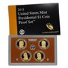 Image 1 : 2011 United State Mint Presidential Dollar Proof Set. 4 Coins Inside.