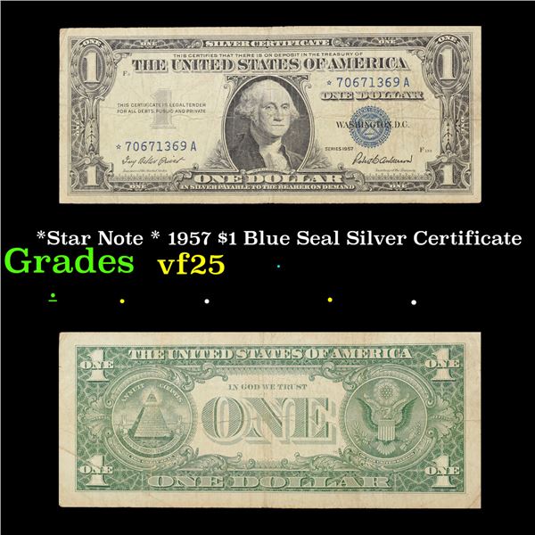 *Star Note * 1957 $1 Blue Seal Silver Certificate Grades vf+