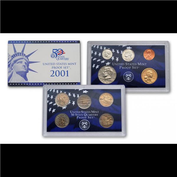 2001 United States Mint Proof Set 10 coins