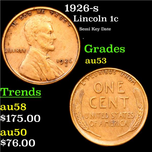 1926-s Lincoln Cent 1c Grades Select AU