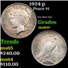 Image 1 : 1924-p Peace Dollar $1 Grades Choice+ Unc