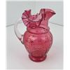 Image 2 : Antique Cranberry Ruffled Glass Pitcher