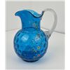 Image 1 : Antique Coin Spot Blue Glass Water Pitcher