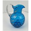 Image 2 : Antique Coin Spot Blue Glass Water Pitcher