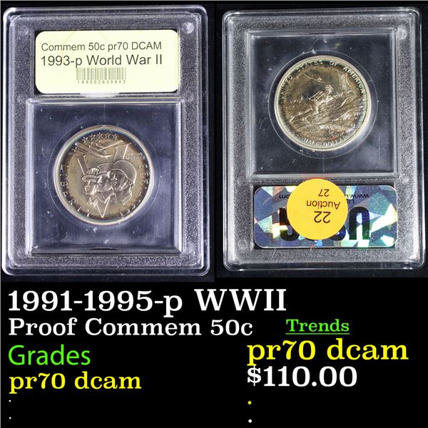 Proof 1991-1995-p WWII Modern Commem Half Dollar 50c Grades GEM++ Proof Deep Cameo By USCG