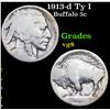 Image 1 : 1913-d Ty I Buffalo Nickel 5c Grades vg, very good