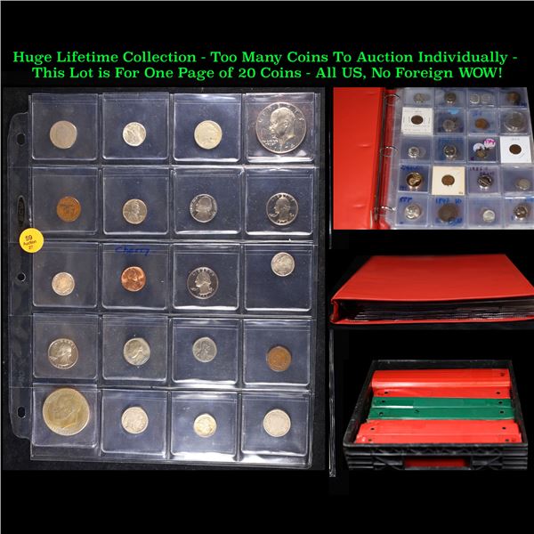 Huge Liifetime Collection - Too Many Coins To Auction Individually - This Lot is For One Page of 20 