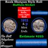Image 1 : Buffalo Nickel Shotgun Roll in Old Bank Style 'Abbott Coin Counter' Wrapper 1924 & p Mint Ends