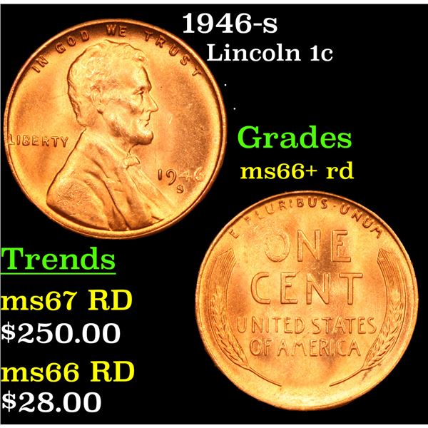 1946-s Lincoln Cent 1c Grades GEM++ RD