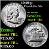 Image 1 : 1949-p Franklin Half Dollar 50c Grades Choice Unc+ FBL
