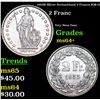 Image 1 : 1955B Silver Switzerland 2 Francs KM-21 Grades Choice+ Unc