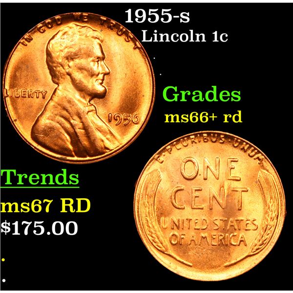 1955-s Lincoln Cent 1c Grades GEM++ RD