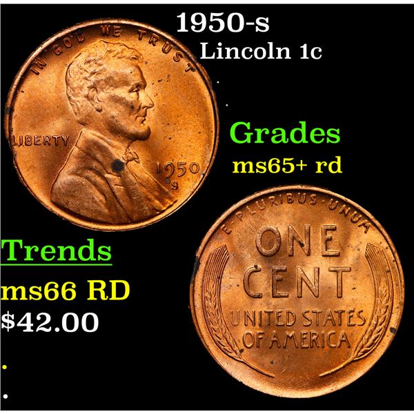 1950-s Lincoln Cent 1c Grades Gem+ Unc RD