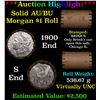 Image 1 : ***Auction Highlight***  AU/BU Slider Brinks Shotgun Morgan $1 Roll 1900 & s Ends Virtually UNC (fc)