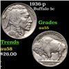 Image 1 : 1936-p Buffalo Nickel 5c Grades Choice AU