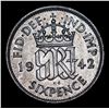 Image 3 : 1942 Great Britain 6 Pence Sixpence Silver KM# 852 Grades Select Unc