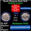 Image 1 : Buffalo Nickel Shotgun Roll in Old Bank Style 'Abbott Coin Counter' Wrapper 1935 & s Mint Ends