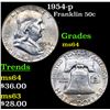 Image 1 : 1954-p Franklin Half Dollar 50c Grades Choice Unc