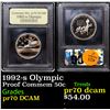 Image 1 : Proof 1992-s Olympic Modern Commem Half Dollar 50c Graded GEM++ Proof Deep Cameo By USCG