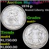 Image 1 : ***Auction Highlight*** 1874-p Seated Liberty Dime 10c Graded ms63+ By SEGS (fc)