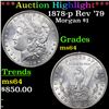 Image 1 : ***Auction Highlight*** 1878-p Rev '79 Morgan Dollar $1 Graded ms64 By SEGS (fc)