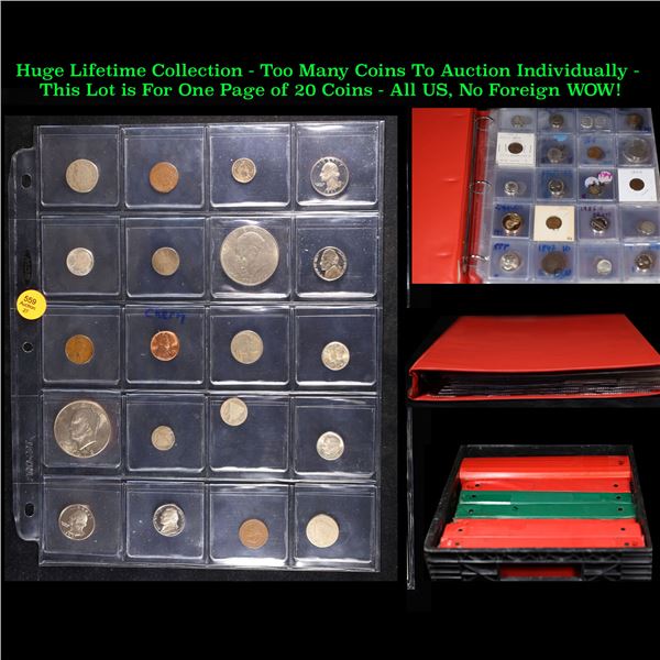 Huge Liifetime Collection - Too Many Coins To Auction Individually - This Lot is For One Page of 20 