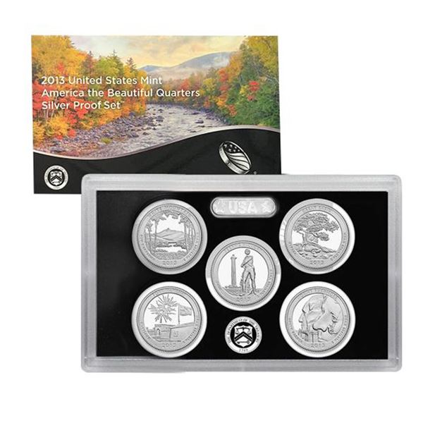 2013 United States Quarters America the Beautiful Silver Proof Set - 5 pc set
